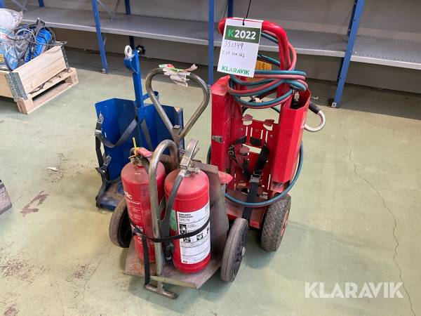 Vagnar för brandsläckare 3st med 2 st pulversläckare