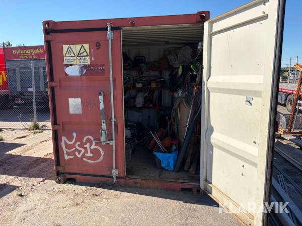 Container 10” med maskiner, redskap, handverktyg,