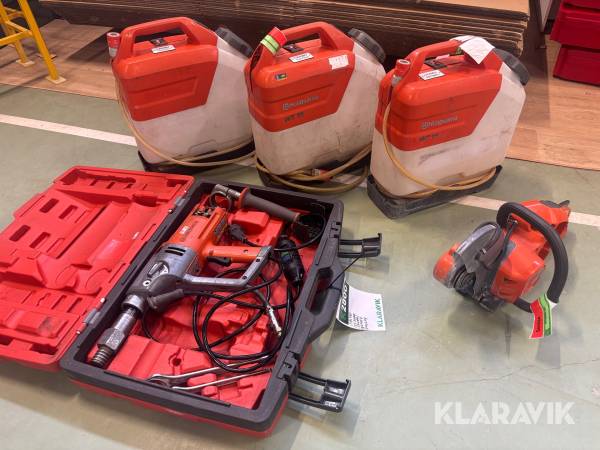 Kärnborrmaskin, kapmaskin och vattentank Husqvarna K535i, DM230, WT15i