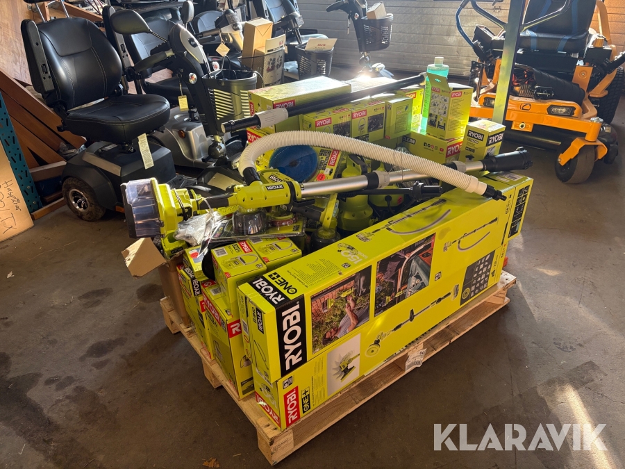 Pall med trädgårdsmaskiner Ryobi
