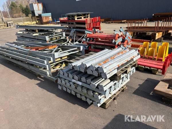 Pallställ med gavlar, balkar och rullar