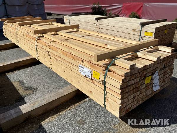 Virkespaket regel en sågad kant 45x95 550löpmeter
