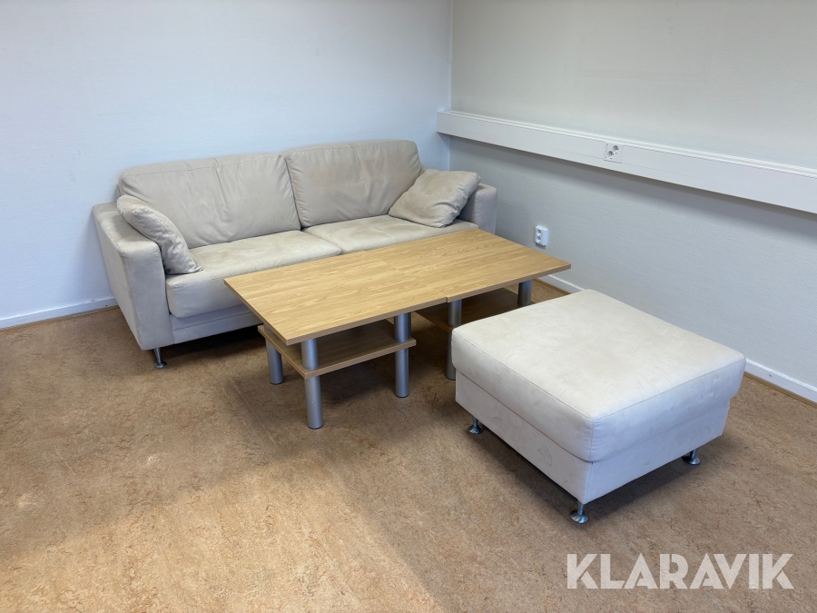 Soffa, fotpall, 2 st bord