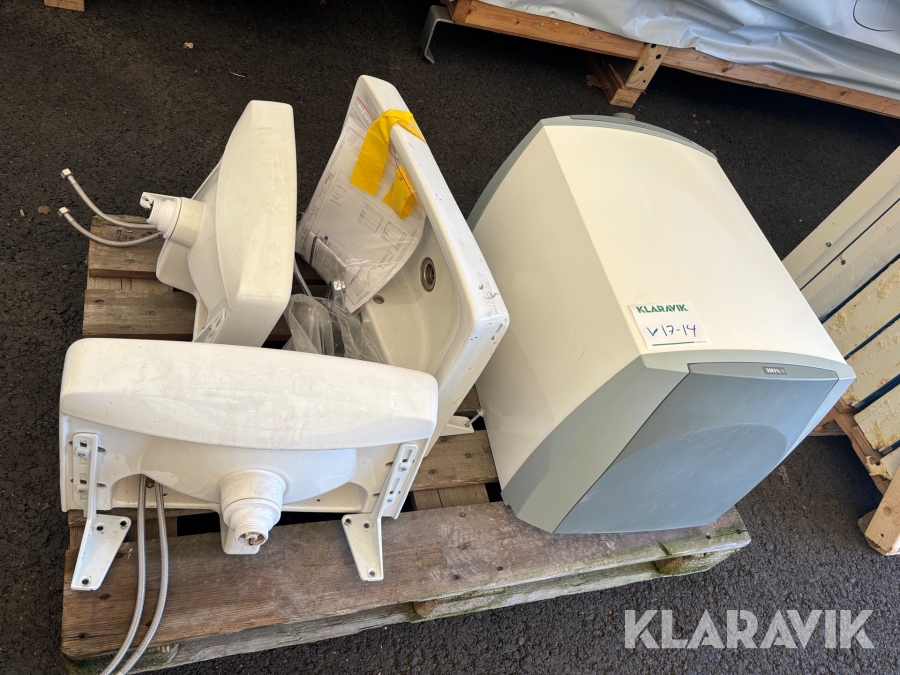 Varmvattenberedare NIBE EVH 16-55-R och handfat