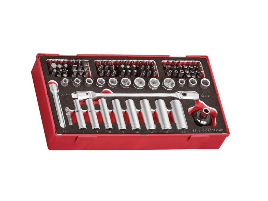 Hylsnyckelsats Teng Tools TEA487, 1/4 tum, 1 sats