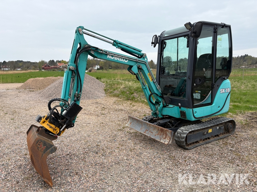Grävmaskin Kobelco SK18 S30 Engcon tiltrotator, 4st redskap bla Timmergrip