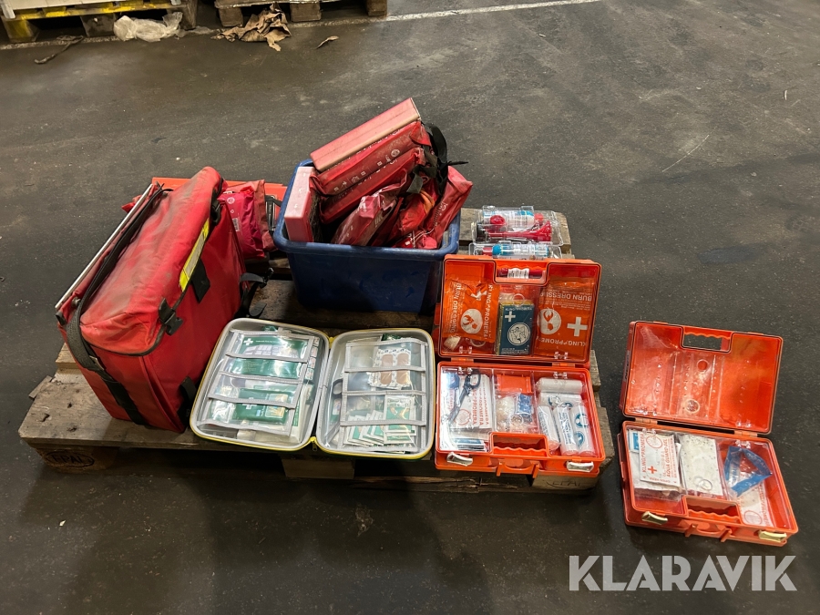 Brandfiltar, brännskadekit, signalhorn mm