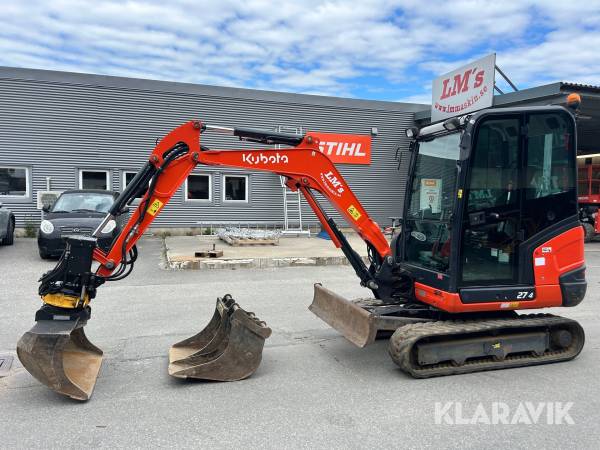 Grävmaskin Kubota KX027-4 med tiltrotator & 3 skopor