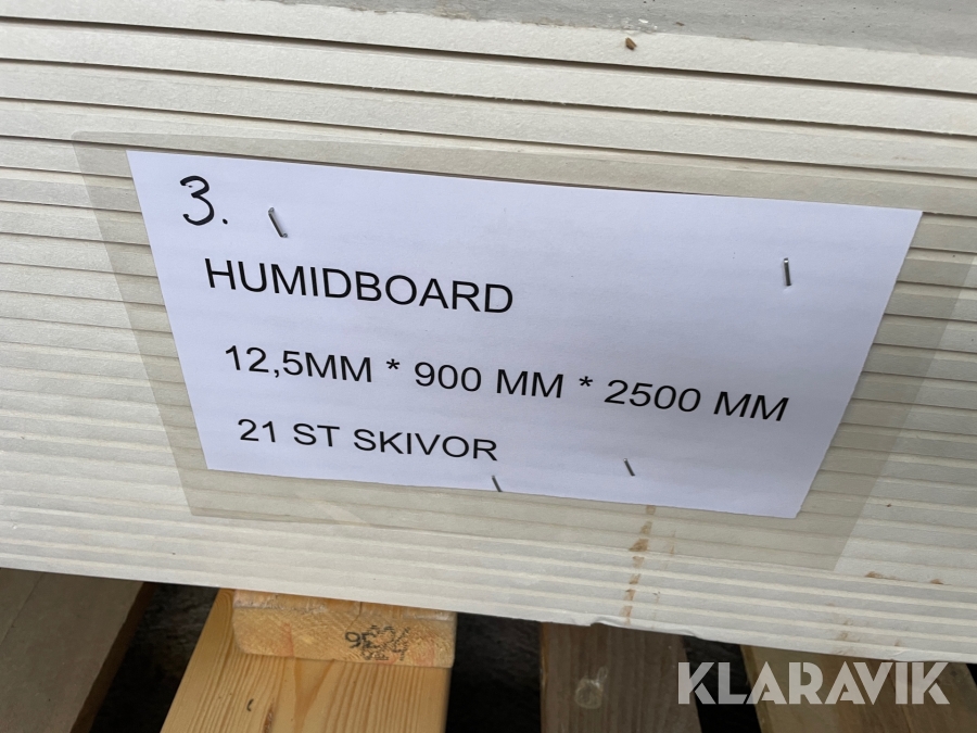 Humidboard Knauf 12.5 x 900 x 2500, Mora, Klaravik auktioner