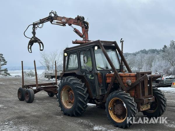Skogstraktor Fiat 740 DT med kran, grip & vagn