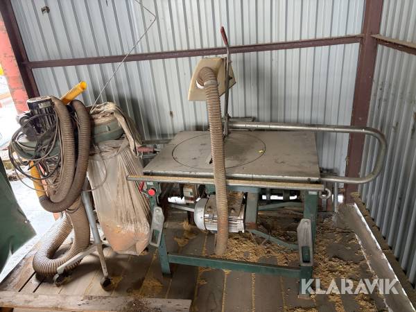 Byggsåg Gjerdesågen 1803 med dammsugare och rullbana