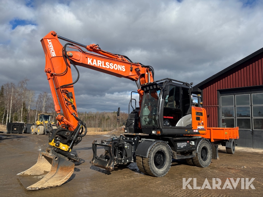 Hjulgrävare Hitachi ZX145W-6 med Palmse-kärra