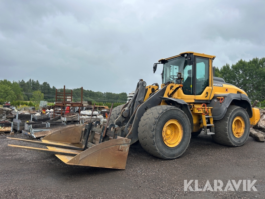 Hjullastare Volvo L120 H med skopa & pallgafflar