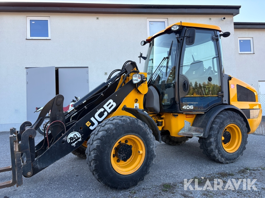 Hjullastare JCB 406 T4 med skopa & gafflar
