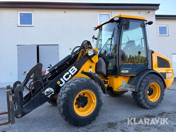 Hjullastare JCB 406 T4 med skopa & gafflar
