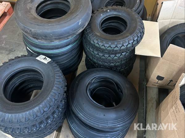 Parti däck till lantbruksmaskiner,skottkärror, säckakärror m.m.