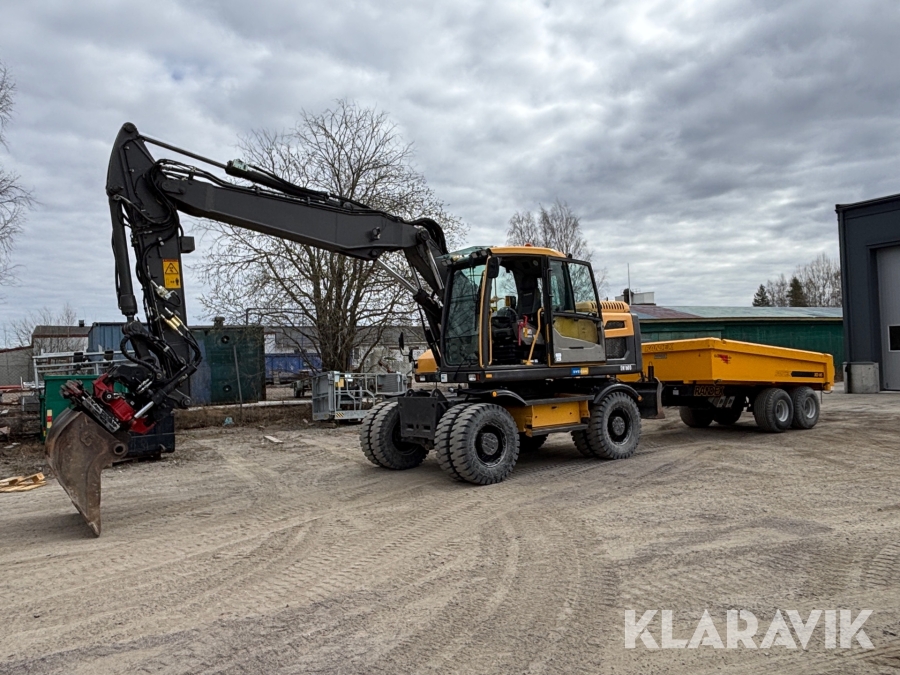 Hjulgrävare Volvo EW160D med skopa och tippvagn