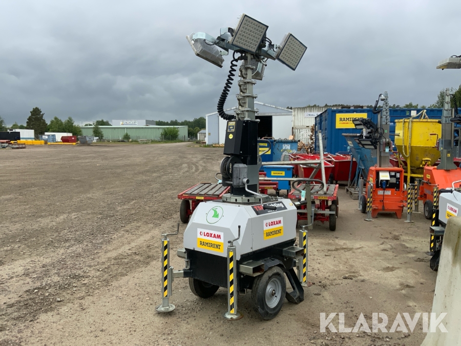 Belysningsmast Generac Link T3 4 × 185 W, 7 m, på hjul