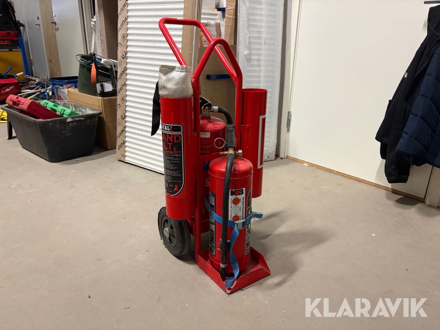 Brandsläckare och vagn Nordiska Brandskydd Pulversläckare