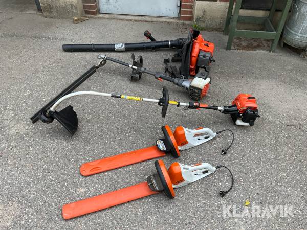 Parti med trädgårdsmaskiner Husqvarna Mfl