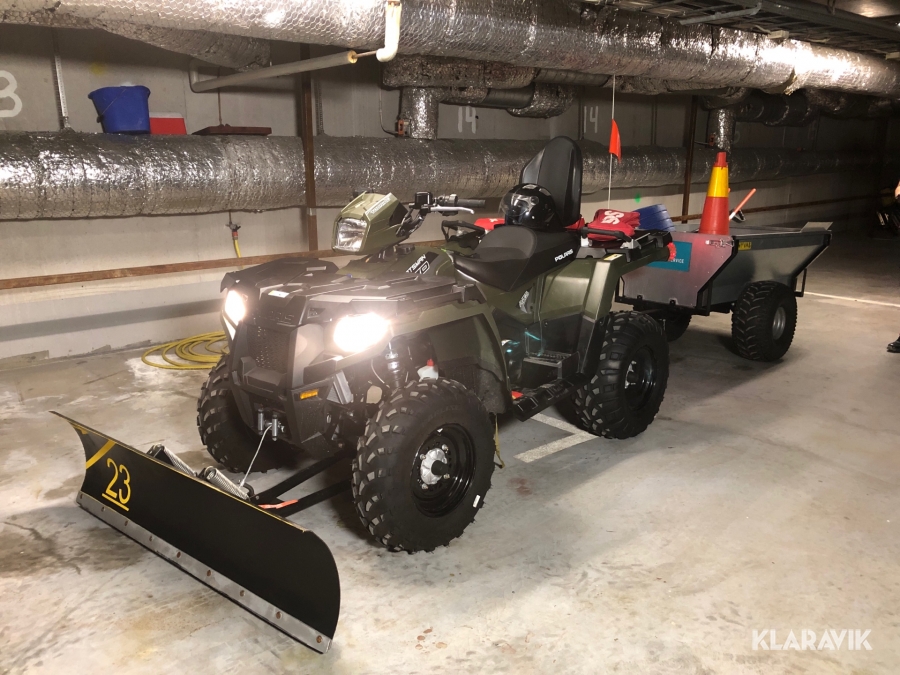 4-hjuling Polaris Sportsman 570 med plog och släp 
