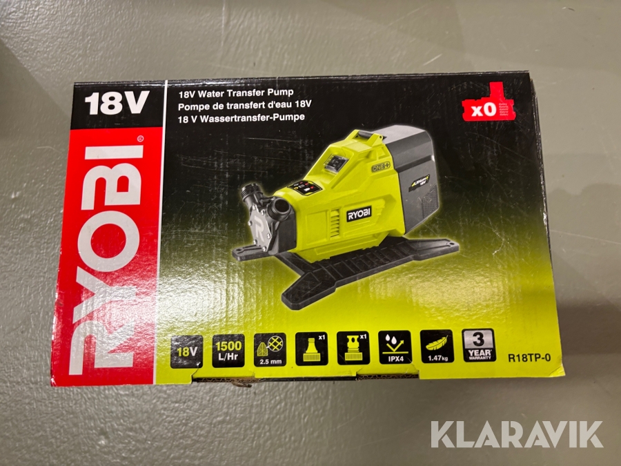 Vattenpump Ryobi One+ 18v