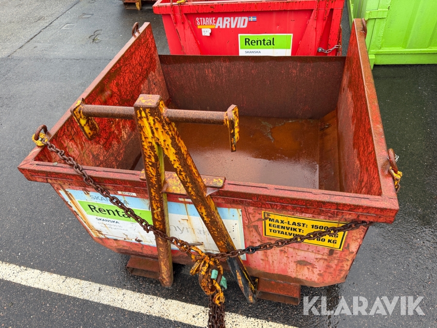 Materialbask Starke Arvid 1500 Kg / 1100 Liter kedjetömmande med kroktorn