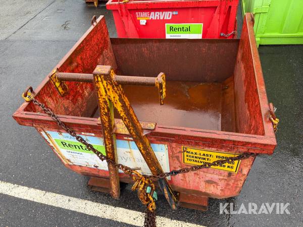Materialbask Starke Arvid 1500 Kg / 1100 Liter kedjetömmande med kroktorn