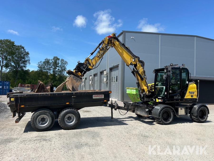 Grävmaskin Yanmar B95W med tippkärra, rotator m grip & 6 redskap