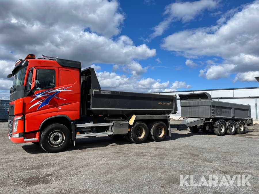 Tippbil Volvo FH540 med kärra 
