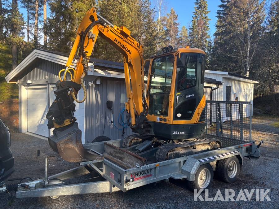 Grävmaskin Hyundai Robex 25Z-9AK med redskap & släp