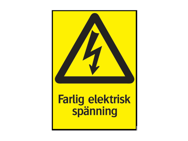 Varningsskyltar Systemtext Farlig elektrisk spänning, 210 × 297 mm, 24 st