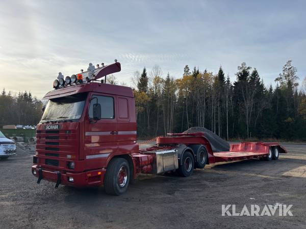 A-Traktor Scania R143HL 6x2L Streamline -96 med Maskintrailer