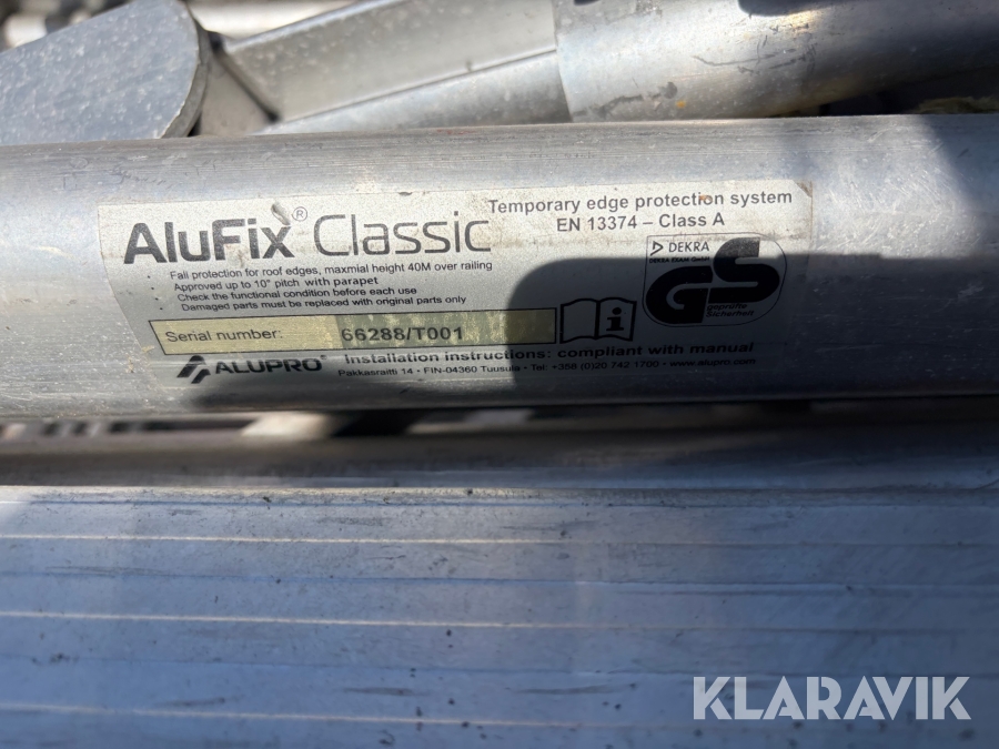 Skyddsräckesystem Alufix Alupro