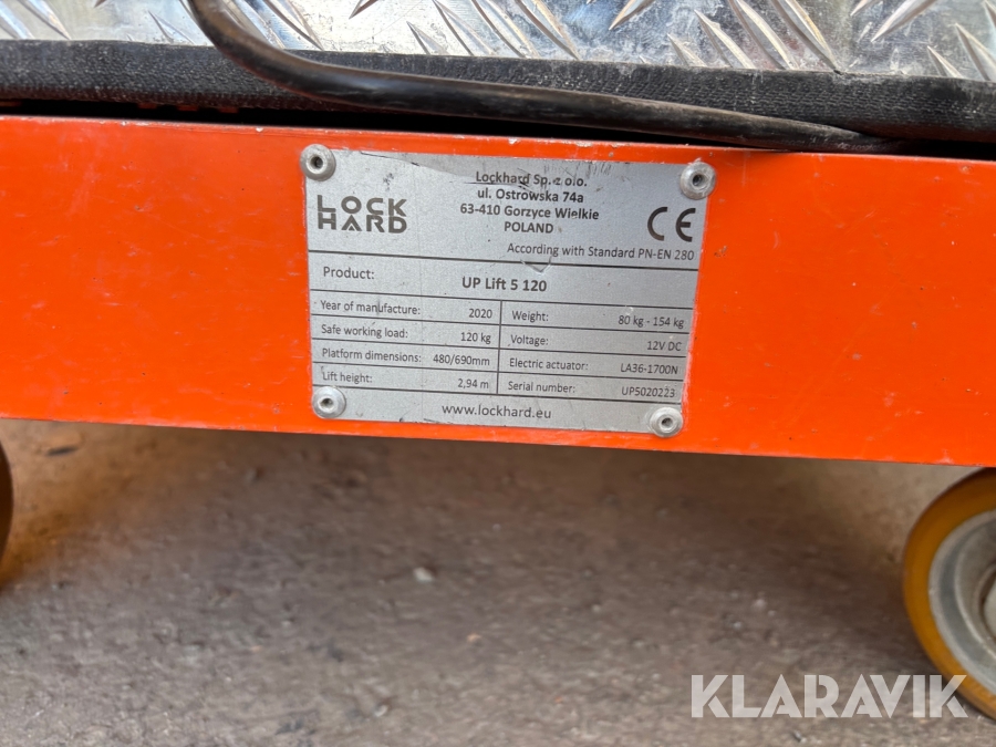 Pelarlift Lock Hard UP LIFT 5-120