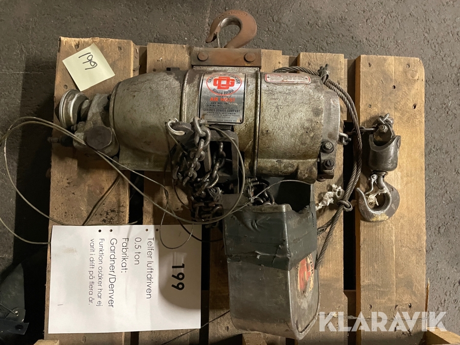 Telfer luftdriven Gardner-Denver 0.5ton