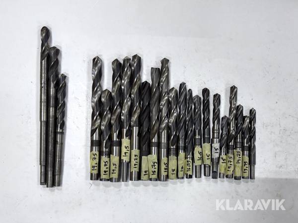 Spiralborr med cylindrisk fäste i olika dimensioner