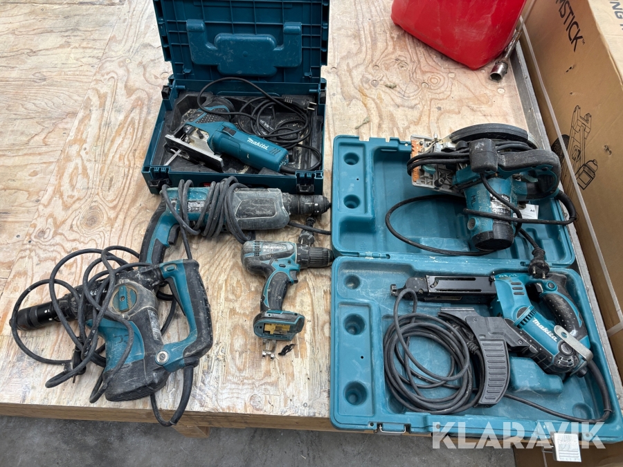 Verktygspaket Makita Cirkelsåg, skruvautomat, sticksåg, slagborrmaskin, skruvdragare & borrhammare.