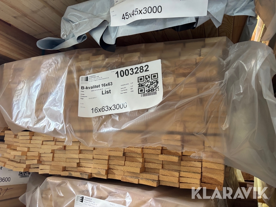 Virke B-kvalitet Horndals Virkesoulet 16x63 kvistfri 420st 1260Lpm