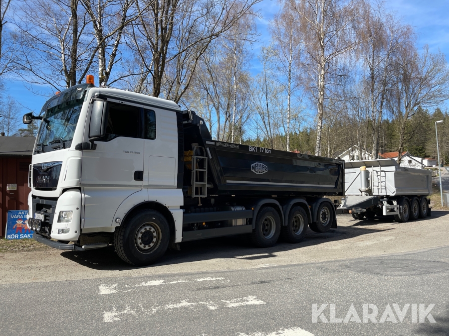 Tippbil MAN TGX35.500 med tippsläp