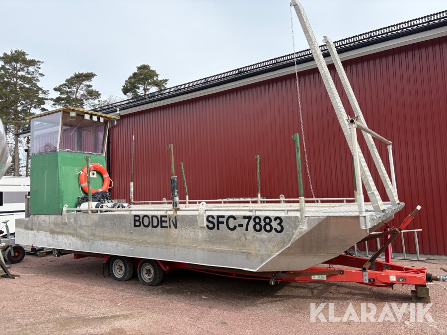 Arbetsbåt / flotte / aluminiumpråm med trailer