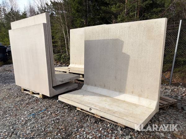 L-Stöd Vinninga cement 2000 x 1800 x 100 mm slät 4 kn 5 st