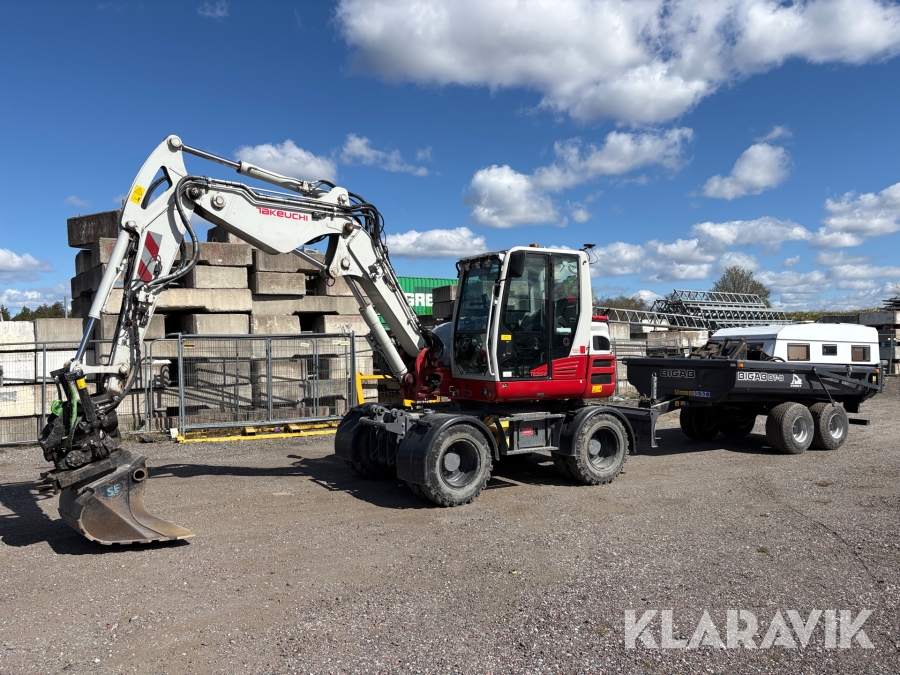 Grävmaskin Takeuchi TB395W med grävsystem, tippvagn & 8st redskap