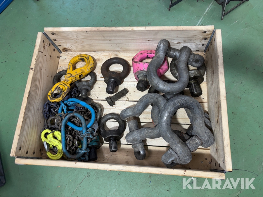 Öglebultar, schacklar, lyftkrokar
