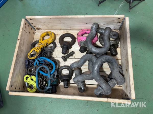 Öglebultar, schacklar, lyftkrokar