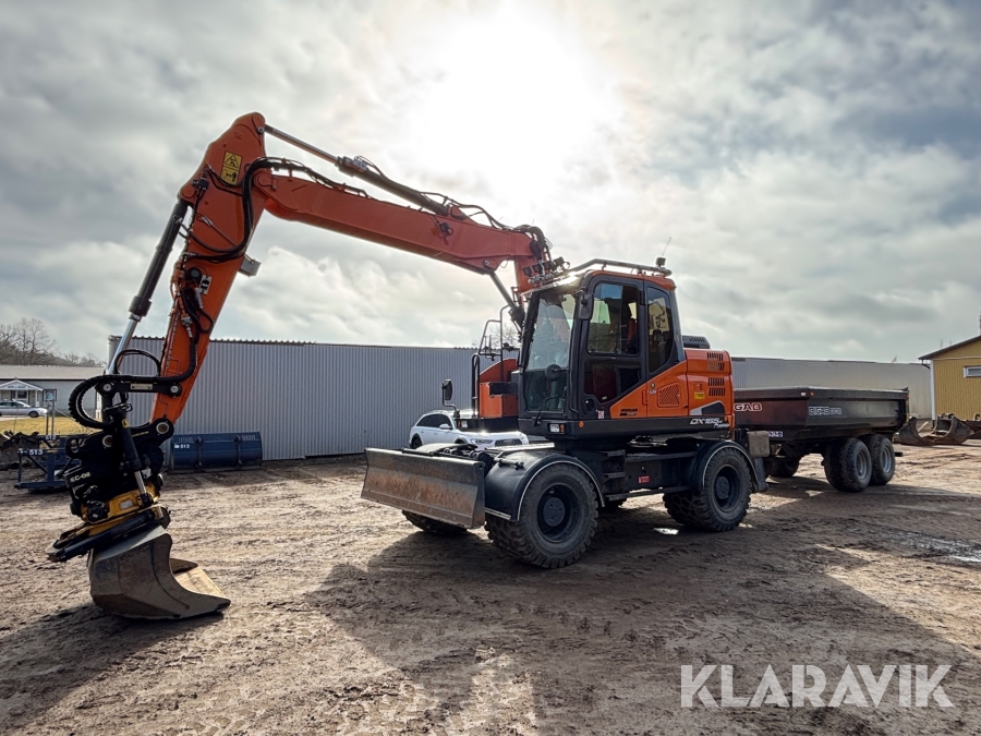 Hjulgrävare Doosan DX165W-5 med GPS, vagn, tiltrotator och redskap