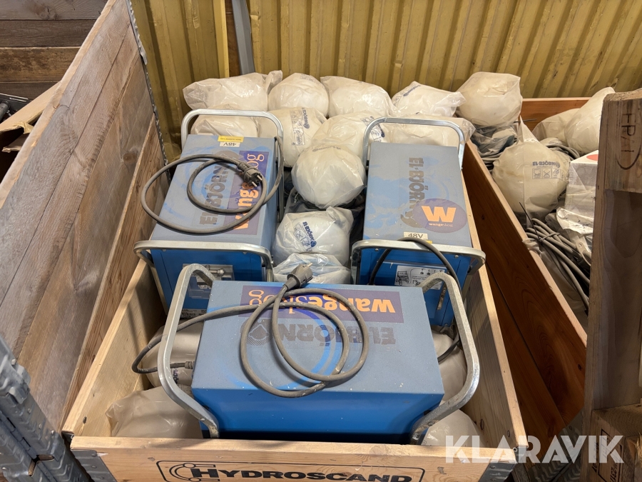 Nödbojlampor 5 st pallar med 4 st transformatorer El- Björn BT348AP & EBL 48V