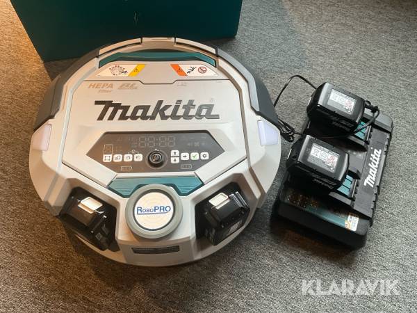 Robotdammsugare Makita DRC300Z med 4st batterier och laddstation
