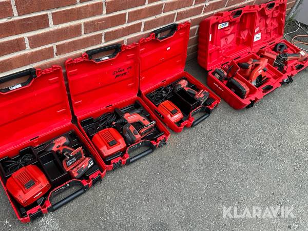 Mutterdragare, vinkelslip och cirkelsåg Hilti