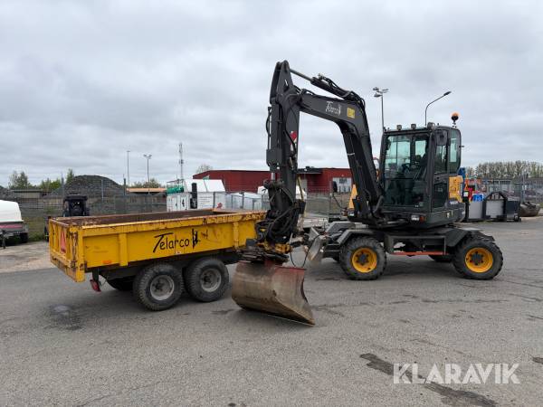 Grävmaskin Volvo EW60E med vagn, tiltrotator & skopor